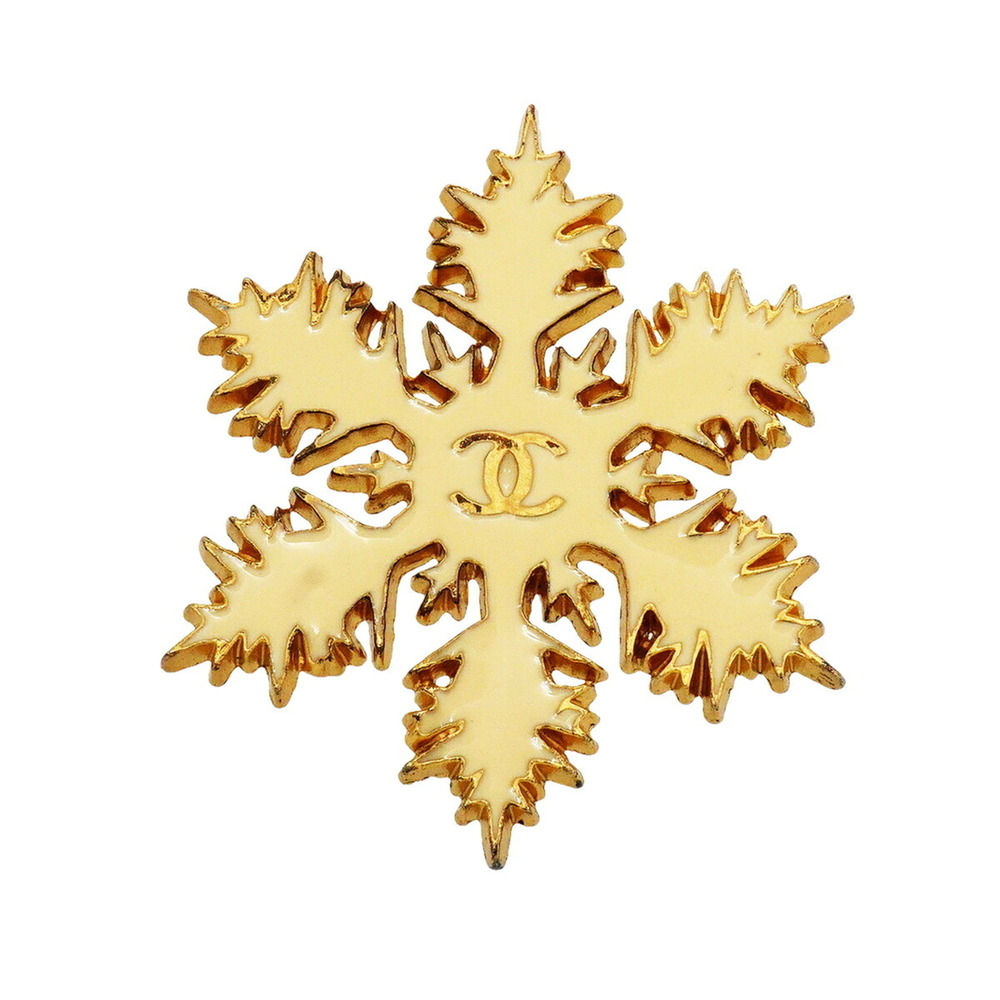 CHANEL Cream Logo Brooch